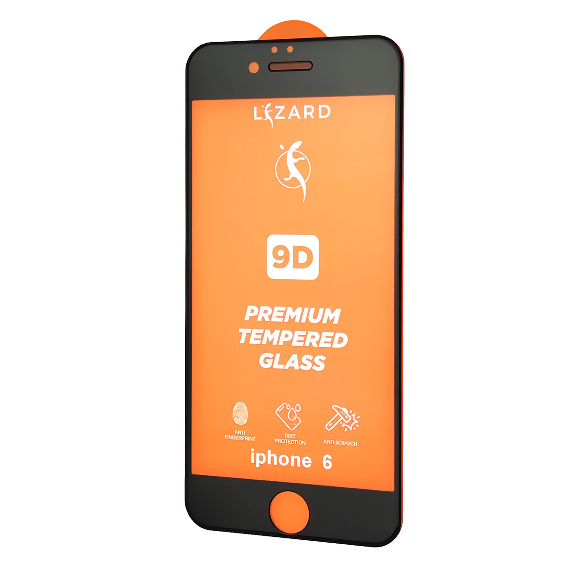 Защитное стекло 9D Lizard для APPLE iPhone 6, iPhone 6S, с сеточкой на динамике, цвет черный Защитное стекло 9D Lizard для APPLE iPhone 6, iPhone 6S, с сеточкой на динамике, цвет черный