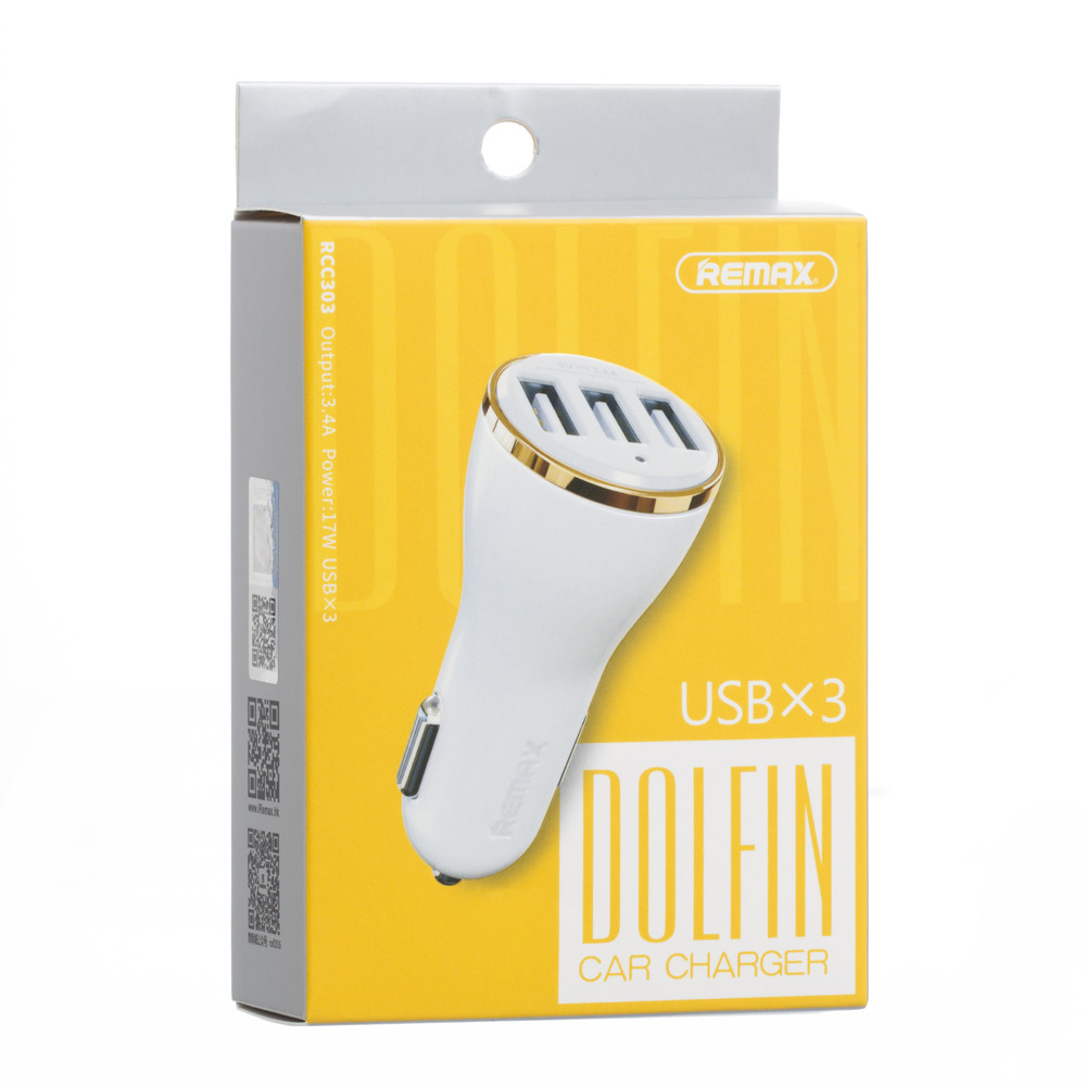 АЗУ "REMAX" Dolfin 3 USB 3.4А RCC303 цвет бело-золотистый.