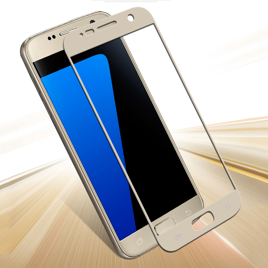 Стекло защитное "2D" для SAMSUNG A3 (2016) в техпаке, цвет золото,.