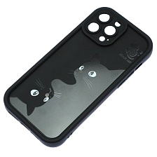 Чехол накладка для APPLE iPhone 13 Pro Max, силикон, защита камеры, бортики, рисунок 2 черных кота