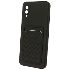Чехол накладка CARD CASE для SAMSUNG Galaxy A02 (SM-A022), силикон, отдел для карт, цвет черный Чехол накладка CARD CASE для SAMSUNG Galaxy A02 (SM-A022), силикон, отдел для карт, цвет черный