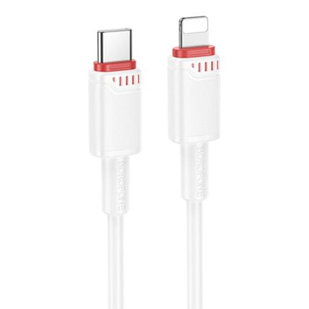 Кабель BOROFONE BX110 Beneficio USB Type C на Lightning 8 pin, 27W, длина 1 метр, цвет белый Кабель BOROFONE BX110 Beneficio USB Type C на Lightning 8 pin, 27W, длина 1 метр, цвет белый