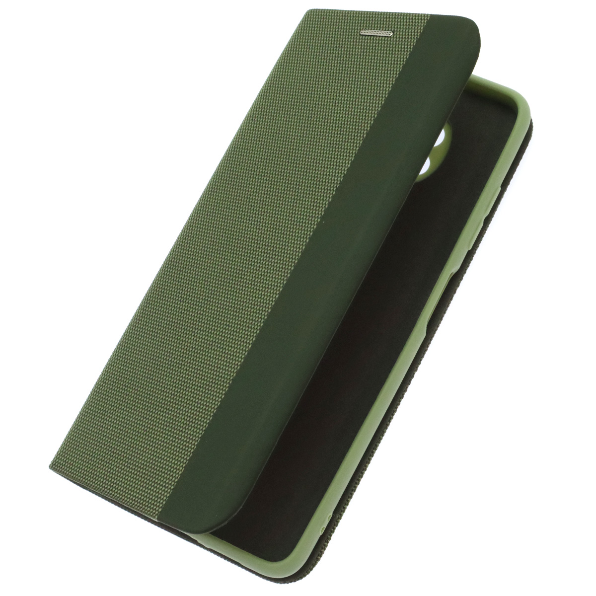 Чехол книжка MESH для XIAOMI POCO X3, POCO X3 Pro, текстиль, силикон, бархат, визитница, цвет зеленый