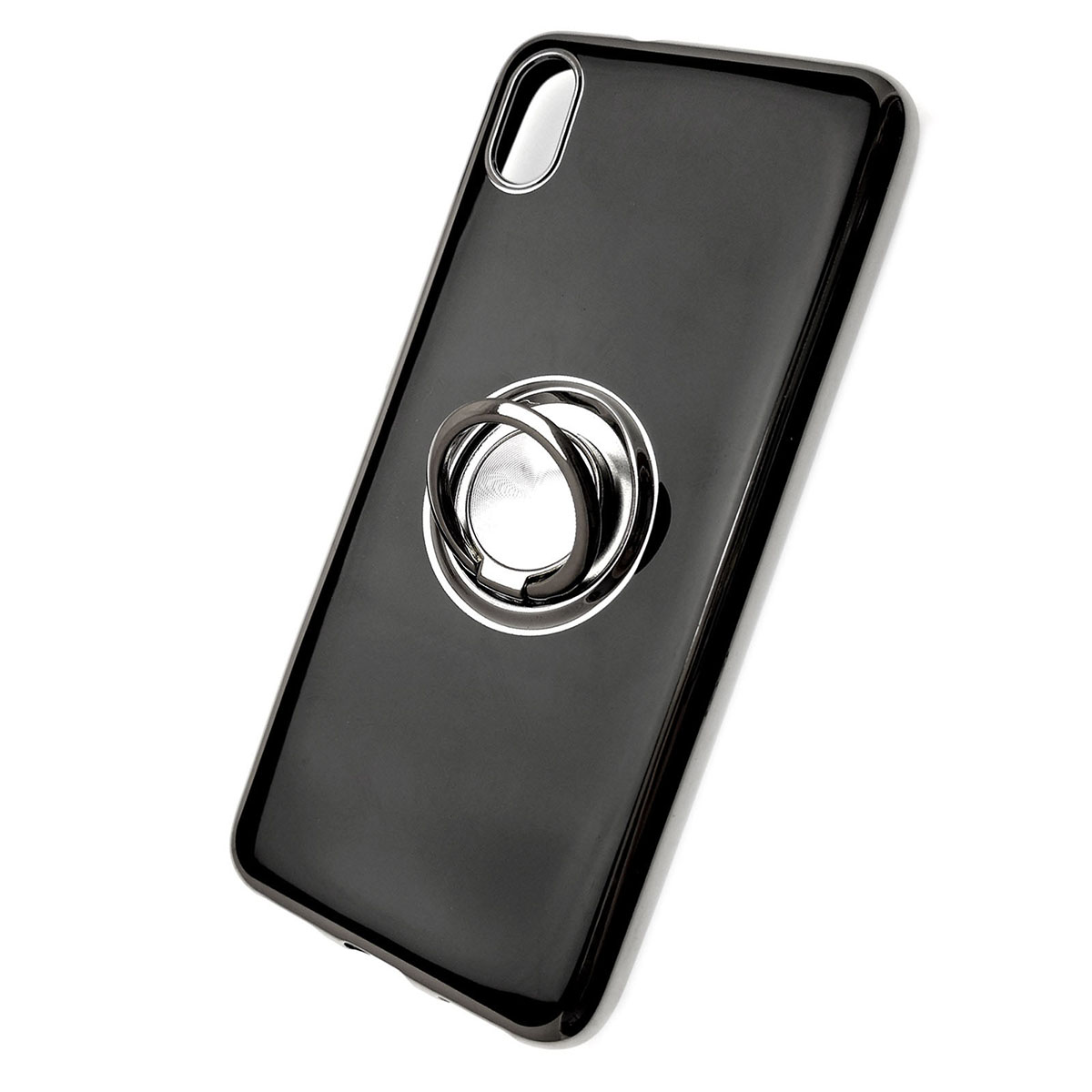 Чехол накладка для XIAOMI Redmi 7A, силикон, кольцом держатель, цвет черный.