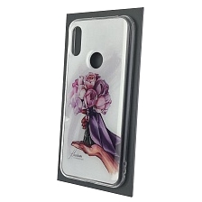 Чехол накладка для HUAWEI Honor 8A, Y6 2019, силикон, рисунок Букет