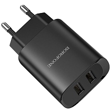 СЗУ (Сетевое зарядное устройство) BOROFONE BN2 Super fast, 2 USB, 2.1А, цвет черный СЗУ (Сетевое зарядное устройство) BOROFONE BN2 Super fast, 2 USB, 2.1А, цвет черный