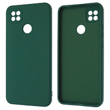 Чехол накладка для XIAOMI Redmi 9C, Redmi 10A, силикон, бархат, цвет темно зеленый