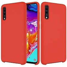 Чехол накладка Silicon Cover для SAMSUNG Galaxy A50 (SM-A505), A30s (SM-A307), A50s (SM-A507), силикон, бархат, цвет карминный красный.