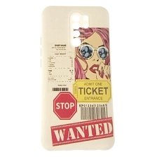 Чехол накладка для XIAOMI Redmi 9, защита камеры, силикон, бархат, рисунок STOP