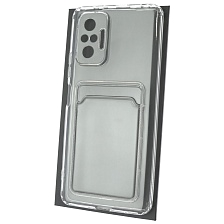 Чехол накладка CARD CASE для XIAOMI Redmi Note 10 Pro, силикон, отдел для карт, цвет прозрачный Чехол накладка CARD CASE для XIAOMI Redmi Note 10 Pro, силикон, отдел для карт, цвет прозрачный