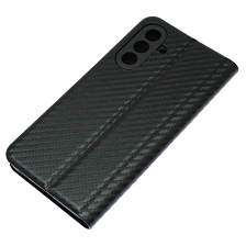 Чехол книжка CHESS для SAMSUNG Galaxy A36, текстура карбон, визитница, цвет черный