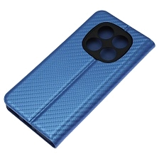 Чехол книжка CHESS для XIAOMI Redmi Note 14 Pro 5G, POCO X7, текстура карбон, визитница, цвет синий