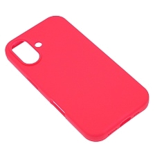 Чехол накладка Silicone Case для APPLE iPhone 16 (6.1"), силикон, бархат, цвет фуксия
