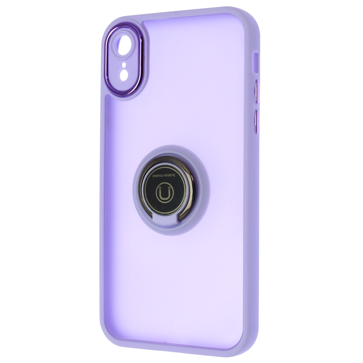 Чехол накладка KING для APPLE iPhone XR, силикон, пластик, кольцо держатель, защита камеры, цвет окантовки сиреневый Чехол накладка KING для APPLE iPhone XR, силикон, пластик, кольцо держатель, защита камеры, цвет окантовки сиреневый