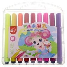 Набор фломастеров ZISHU ZS-204-18, на водной основе, в пластиковой коробке (комплект из 18 шт.)