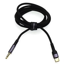 Аудио кабель, переходник QAYAN QAC160 USB Type C на AUX (Jack 3.5 мм), длина 1.5 метра, цвет черный