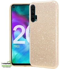 Чехол накладка Shine для HUAWEI Honor 20 Pro, силикон, блестки, цвет золотистый