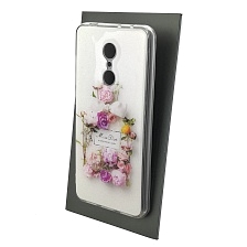 Чехол накладка для XIAOMI Redmi 5, силикон, блестки, глянцевый, рисунок Miss Blooming Bouquet | РЕТРО 2