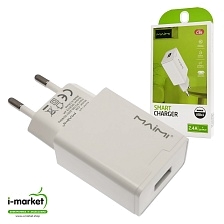 MAIMI C36 СЗУ (сетевое зарядное устройство) на 1 USB порт, 5V-2.4A, цвет белый. MAIMI C36 СЗУ (сетевое зарядное устройство) на 1 USB порт, 5V-2.4A, цвет белый.