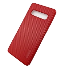 Чехол накладка Cherry для SAMSUNG Galaxy S10 (SM-G973), силикон, полоски, цвет темно красный.