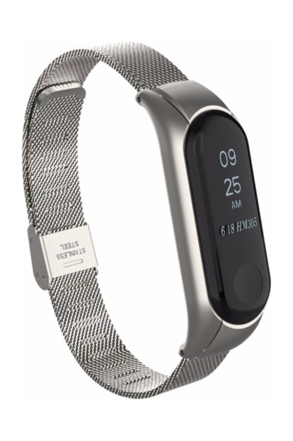 Миланская петля для фитнес трекера Mi Band 3, 4, металлический, цвет серебристый