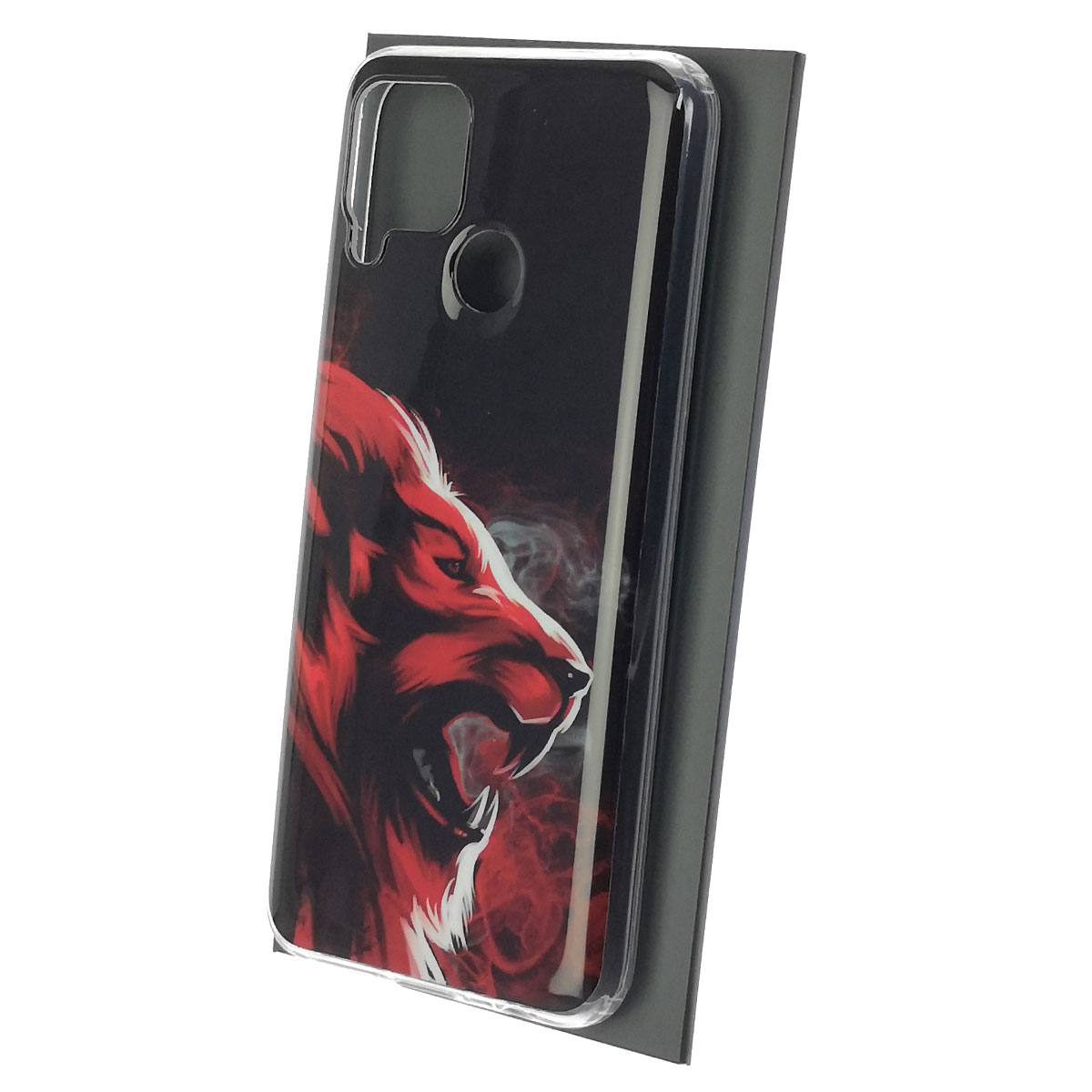 Чехол накладка для Realme C15, силикон, рисунок красный лев Чехол накладка для Realme C15, силикон, рисунок красный лев