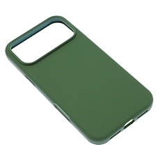 Чехол накладка Silicone Case для Apple iPhone 17 Pro Max, бархатная подложка, цвет темно зеленый