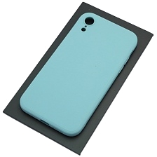 Чехол накладка для APPLE iPhone XR, силикон, бархат, цвет светло голубой