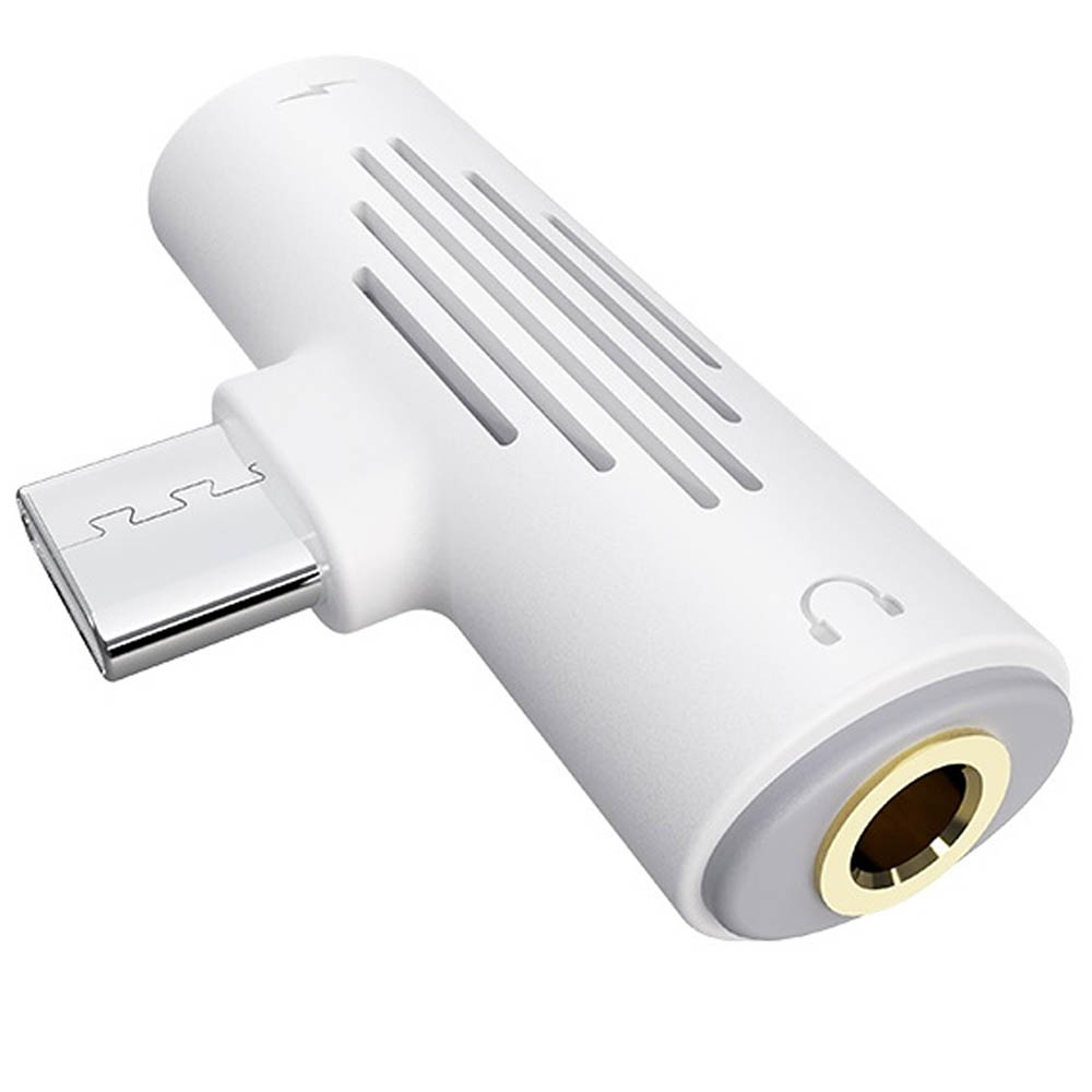 Адаптер BOROFONE BV8, Type-C Male на 1 x Tepe-C Female и 1 x Audio Female, музыка и зарядка, цвет белый | Все по 150