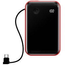 Внешний аккумулятор, Power Bank BASEUS PPXF-A09, 10000 mAh, с кабелем Type-C, цвет черно красный (распродажа -50%)