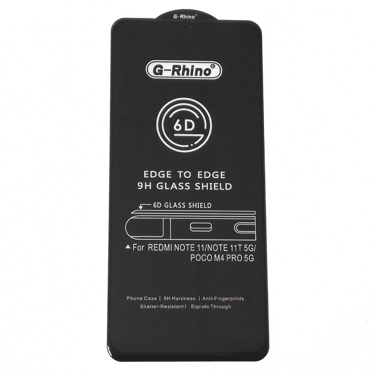 Защитное стекло 6D G-Rhino для XIAOMI Redmi Note 11 (China version), Redmi Note 11T 5G, POCO M4 Pro 5G, цвет окантовки черный