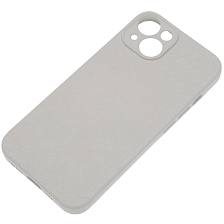 Чехол накладка Silicon Case для APPLE iPhone 14, защита камеры, силикон, бархат, цвет светло серый