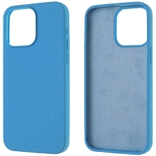Чехол накладка Silicon Case для APPLE iPhone 15 Pro Max (6.7"), силикон, бархат, цвет голубой