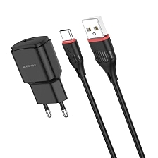СЗУ (Сетевое зарядное устройство) BOROFONE BA48A Orion с кабелем USB Type C, 2.1A, 1 USB, длина 1 метр, цвет черный СЗУ (Сетевое зарядное устройство) BOROFONE BA48A Orion с кабелем USB Type C, 2.1A, 1 USB, длина 1 метр, цвет черный