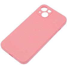 Чехол накладка Silicone Case для APPLE iPhone 13, защита камеры, силикон, бархат, цвет розовый