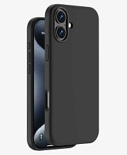 Чехол накладка Silicone Case для APPLE iPhone 16, L-ogo, бархатная подложка, цвет черный