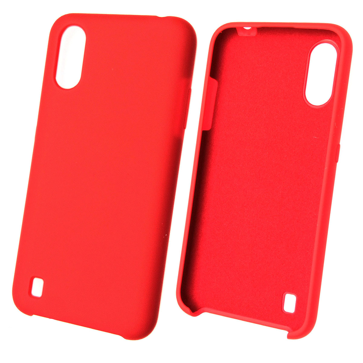 Чехол накладка Silicon Cover для SAMSUNG Galaxy A01 (SM-A015), силикон, бархат, цвет красный | РЕТРО 6