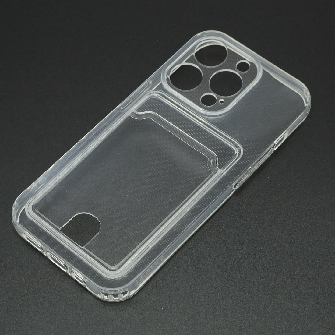 Чехол накладка CARD CASE для APPLE iPhone 14 Pro, защита камеры, силикон, отдел для карт, цвет прозрачный