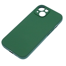 Чехол накладка Silicone Case для APPLE iPhone 15, защита камеры, силикон, бархат, цвет темно зеленый