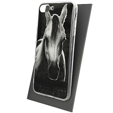 Чехол накладка для APPLE iPhone 7 Plus, iPhone 8 Plus, силикон, глянцевый, рисунок Серый конь