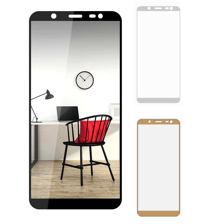 Защитное стекло "SC" 5D Full Glue для Samsung Galaxy J8 2018 (цвет=белый).