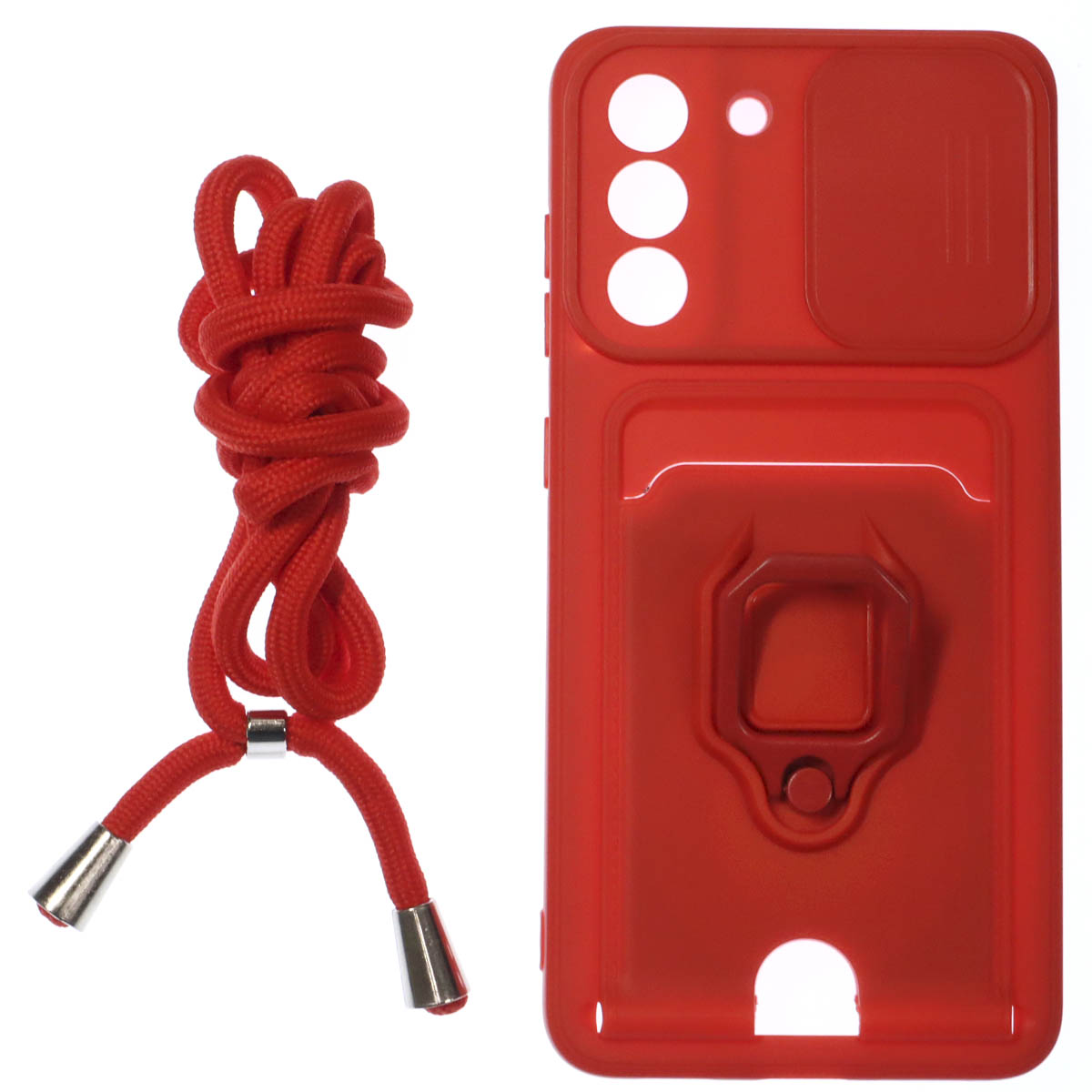 Чехол накладка MULTI FUNCTION 4 в 1 для SAMSUNG Galaxy S21 FE, цвет красный