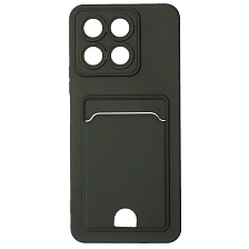 Чехол накладка BUTTON для Honor X8a, защита камеры, силикон, отдел для карт, цвет черный