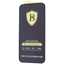 Защитное антистатическое стекло BACAS OG ESD для APPLE iPhone 13, iPhone 13 Pro, iPhone 14, iPhone 16e, iPhone 17e, цвет окантовки черный