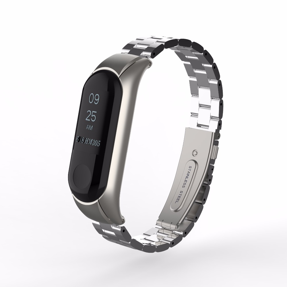 Блочный браслет для фитнес трекера Mi 3 Band металлический, цвет серебристый. Блочный браслет для фитнес трекера Mi 3 Band металлический, цвет серебристый.