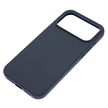 Чехол накладка Silicone Case для Apple iPhone 17 Pro Max, бархатная подложка, цвет темно синий