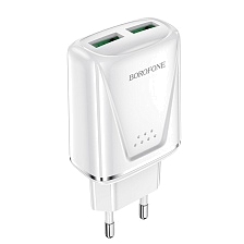 СЗУ (Сетевое зарядное устройство) BOROFONE BA54A Wide road, 18W, 2 USB, QC3.0, цвет белый СЗУ (Сетевое зарядное устройство) BOROFONE BA54A Wide road, 18W, 2 USB, QC3.0, цвет белый