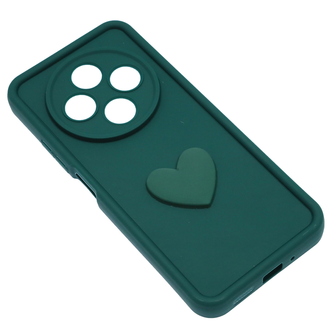 Чехол накладка для XIAOMI REDMI 14C, POCO C75, силикон, 3D сердце, защита камеры, бортики, цвет темно зеленый Чехол накладка для XIAOMI REDMI 14C, POCO C75, силикон, 3D сердце, защита камеры, бортики, цвет темно зеленый