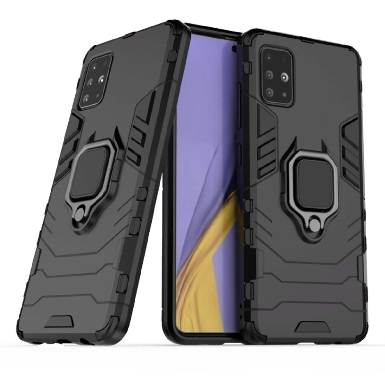 Чехол накладка для SAMSUNG Galaxy A71 (SM-A715), противоударный, силикон, пластик, кольцо держатель, цвет черный Чехол накладка для SAMSUNG Galaxy A71 (SM-A715), противоударный, силикон, пластик, кольцо держатель, цвет черный