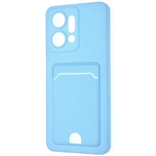 Чехол накладка BUTTON для Honor X7a, Honor X7a Plus, защита камеры, силикон, отдел для карт, цвет голубой